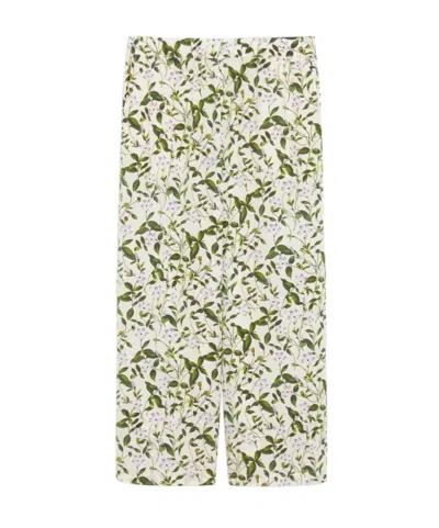 Weekend Max Mara Silk Crepe De Chine Trousers In White