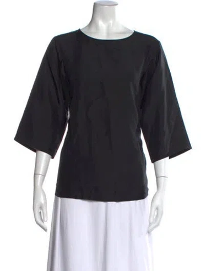 Pre-owned Weekend Max Mara Silk Crew Neck Top In Black
