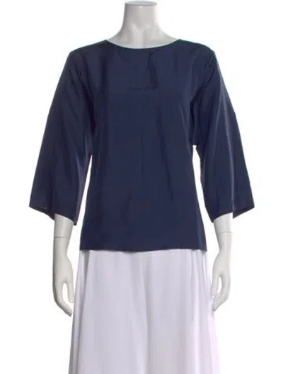 Pre-owned Weekend Max Mara Silk Crew Neck Top In Blue