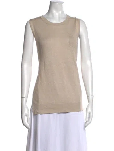 Pre-owned Weekend Max Mara Silk Crew Neck Top In Brown