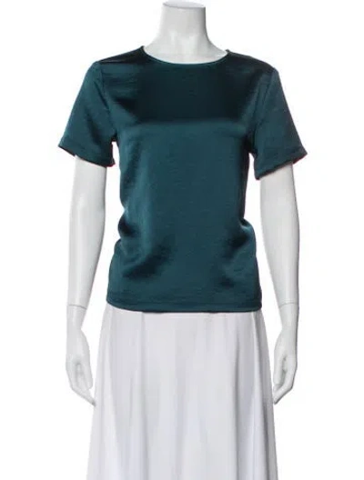 Pre-owned Weekend Max Mara Silk Crew Neck T-shirt In Blue