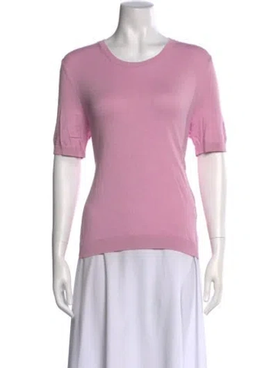 Pre-owned Weekend Max Mara Silk Crew Neck T-shirt In Pink