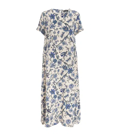 Weekend Max Mara Silk Floral Dress In Blue