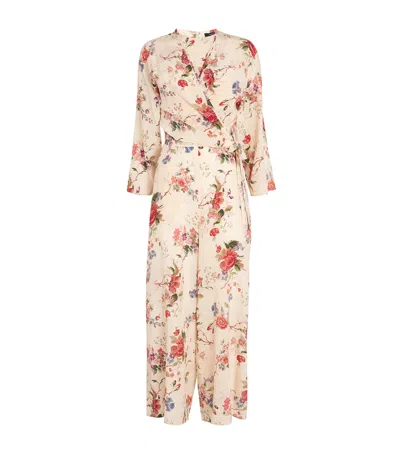 Weekend Max Mara Silk Floral Jumpsuit And Top In Nude