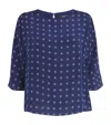 Weekend Max Mara Silk Floral Print Blouse In Blue