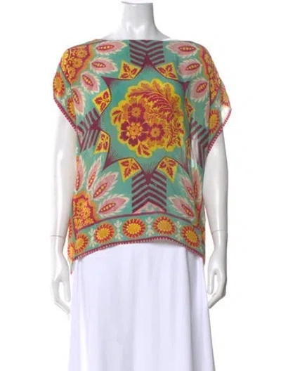 Pre-owned Weekend Max Mara Silk Floral Print Blouse In Multi