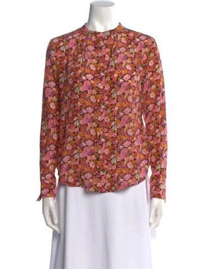 Pre-owned Weekend Max Mara Silk Floral Print Blouse W/ Tags In Neutral