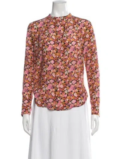 Pre-owned Weekend Max Mara Silk Floral Print Blouse W/ Tags In Neutral