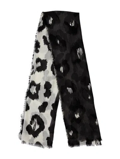 Pre-owned Weekend Max Mara Silk Floral Print Scarf In Black