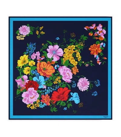 Weekend Max Mara Silk Floral Print Scarf In Blue
