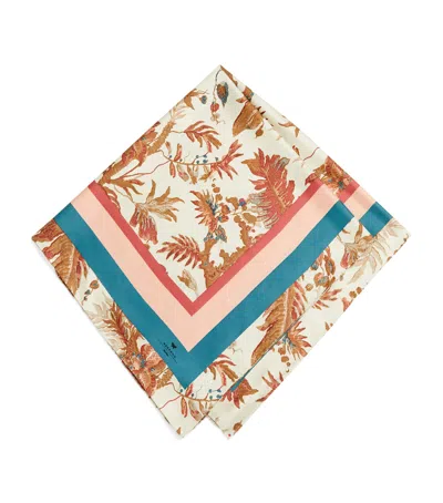 Weekend Max Mara Silk Floral Print Square Scarf In Sand