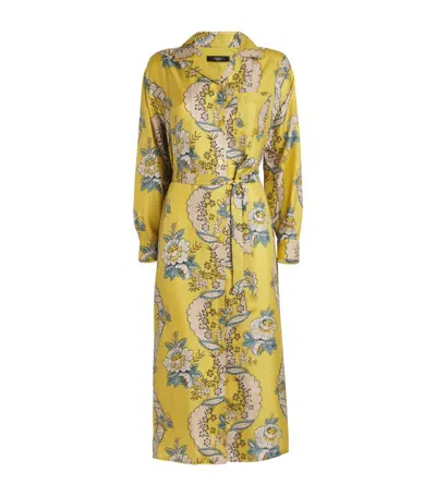 Weekend Max Mara Silk Floral Shirt Dress In Yellow