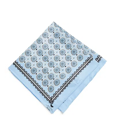 Weekend Max Mara Silk Geometric Print Square Scarf In Blue