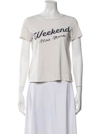 Pre-owned Weekend Max Mara Silk Graphic Print T-shirt In White