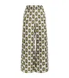 Weekend Max Mara Silk Graphic Print Wide-leg Trousers In Green