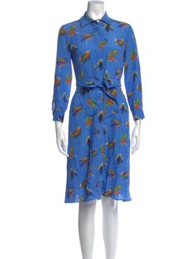 Pre-owned Weekend Max Mara Silk Knee-length Dress In Blue