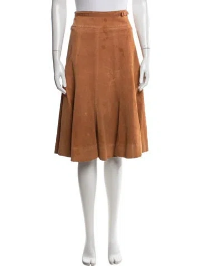 Pre-owned Weekend Max Mara Silk Knee-length Skirt In Brown