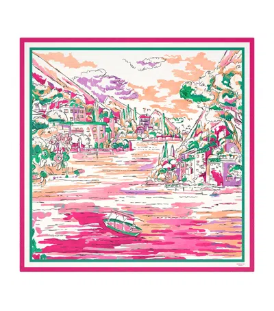 Weekend Max Mara Silk Lake Print Scarf In Pink