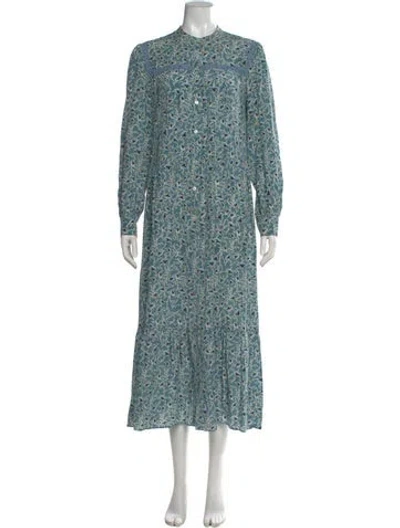 Pre-owned Weekend Max Mara Silk Long Dress In Blue
