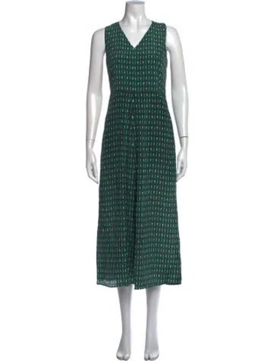Pre-owned Weekend Max Mara Silk Long Dress In Green