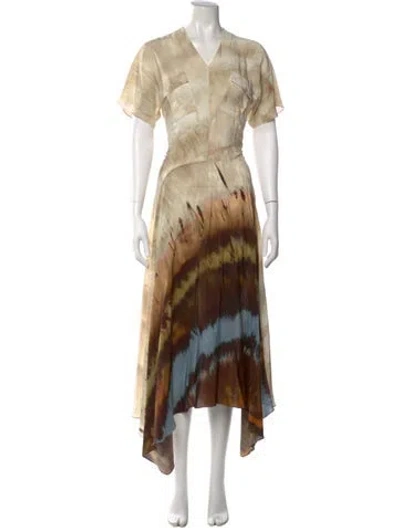 Pre-owned Weekend Max Mara Silk Long Dress In Neutral