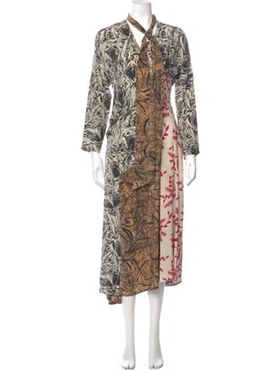Pre-owned Weekend Max Mara Silk Long Dress In Neutral