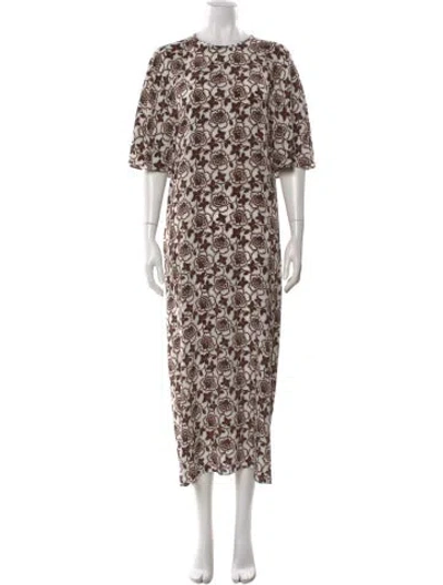 Pre-owned Weekend Max Mara Silk Long Dress W/ Tags In Brown