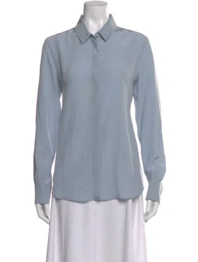 Pre-owned Weekend Max Mara Silk Long Sleeve Blouse In Blue