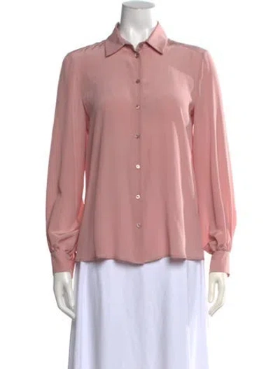 Pre-owned Weekend Max Mara Silk Long Sleeve Blouse In Pink