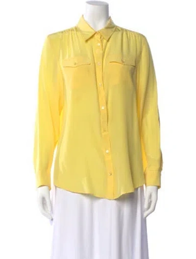 Pre-owned Weekend Max Mara Silk Long Sleeve Blouse In Yellow