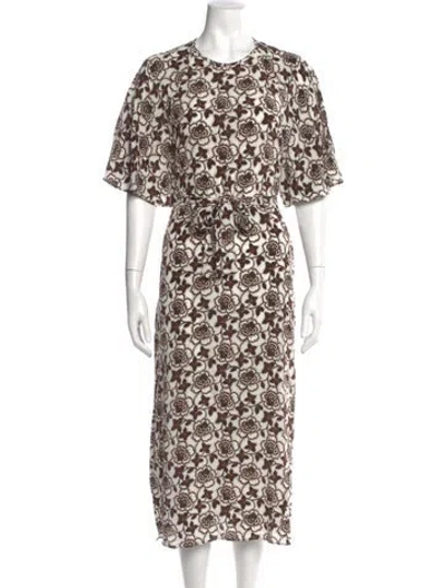 Pre-owned Weekend Max Mara Silk Midi Length Dress In Brown