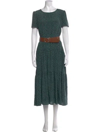 Pre-owned Weekend Max Mara Silk Midi Length Dress In Green