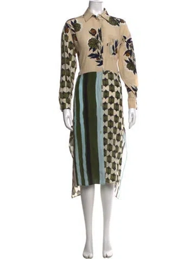 Pre-owned Weekend Max Mara Silk Midi Length Dress In Multi