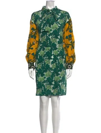 Pre-owned Weekend Max Mara Silk Mini Dress In Green