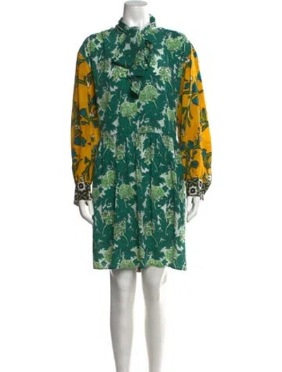 Pre-owned Weekend Max Mara Silk Mini Dress In Green