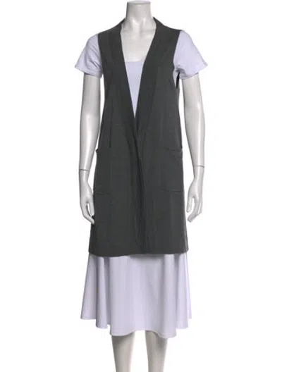 Pre-owned Weekend Max Mara Silk Open Front Sweater In Grey