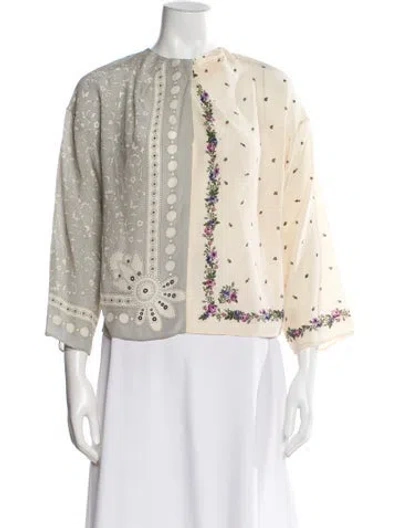 Pre-owned Weekend Max Mara Silk Patterned Blouse In Neutral