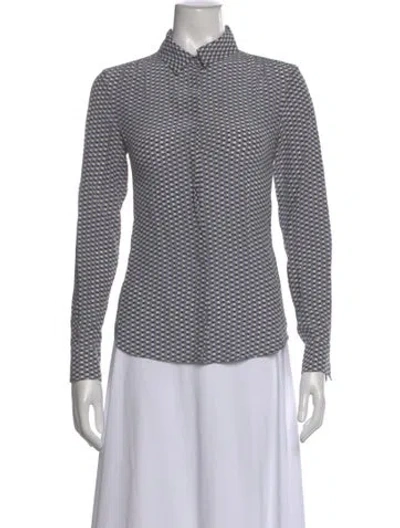 Pre-owned Weekend Max Mara Silk Patterned Button-up Top In Multi