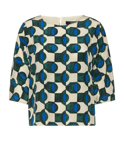 Weekend Max Mara Silk Printed Blouse In Green