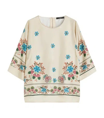 Weekend Max Mara Silk Printed Blouse In White