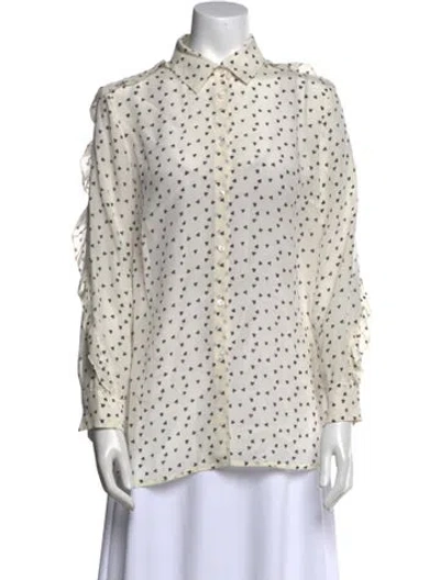 Pre-owned Weekend Max Mara Silk Printed Button-up Top In Neutral