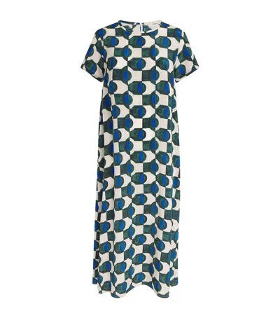 Weekend Max Mara Silk Printed Midi Dress In Green
