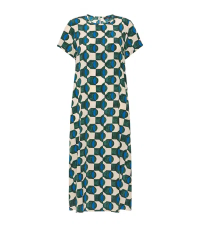 Weekend Max Mara Silk Printed Midi Dress In Green