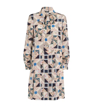 Weekend Max Mara Silk Printed Mini Dress In Beige