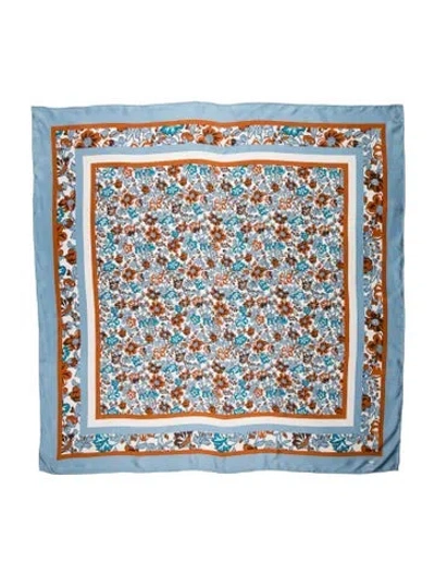 Pre-owned Weekend Max Mara Silk Printed Scarf In Blue