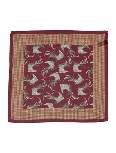 Pre-owned Weekend Max Mara Silk Printed Scarf W/ Tags In Burgundy