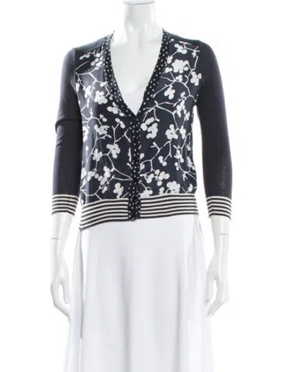 Pre-owned Weekend Max Mara Silk Printed Sweater In Blue