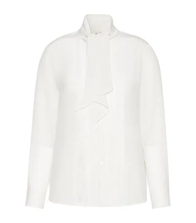 Weekend Max Mara Silk Pussybow Shirt In White