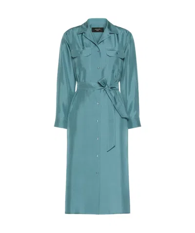 Weekend Max Mara Silk Shirt Dress In Blue