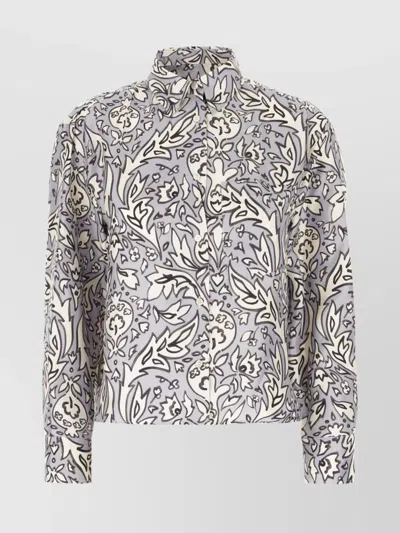 Weekend Max Mara Silk Shirt Floral Pattern Long Sleeves